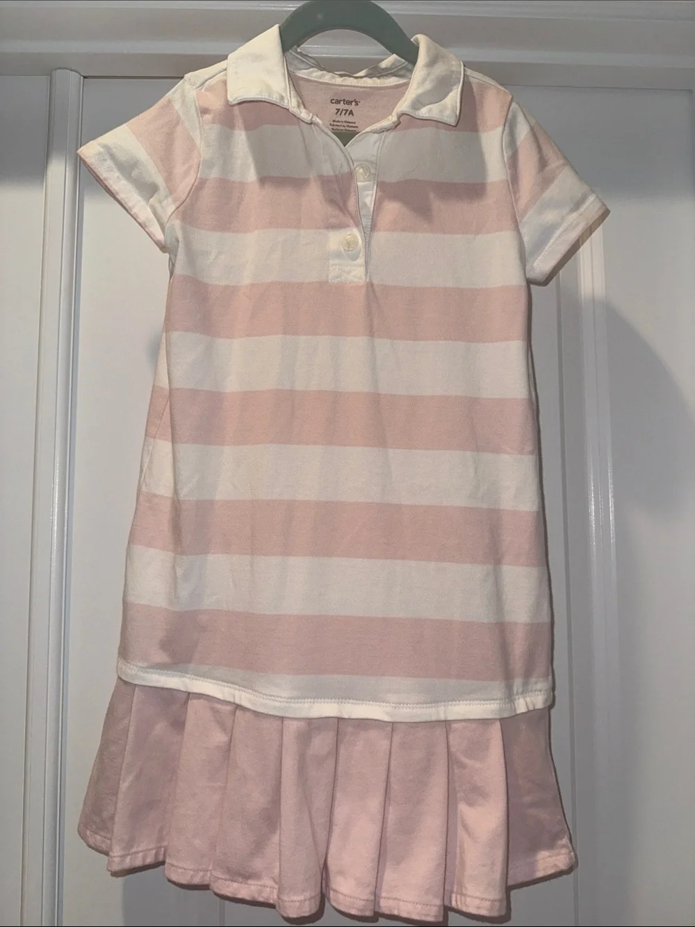 Carter's Girls Striped Polo Dress with Pleated Skirt